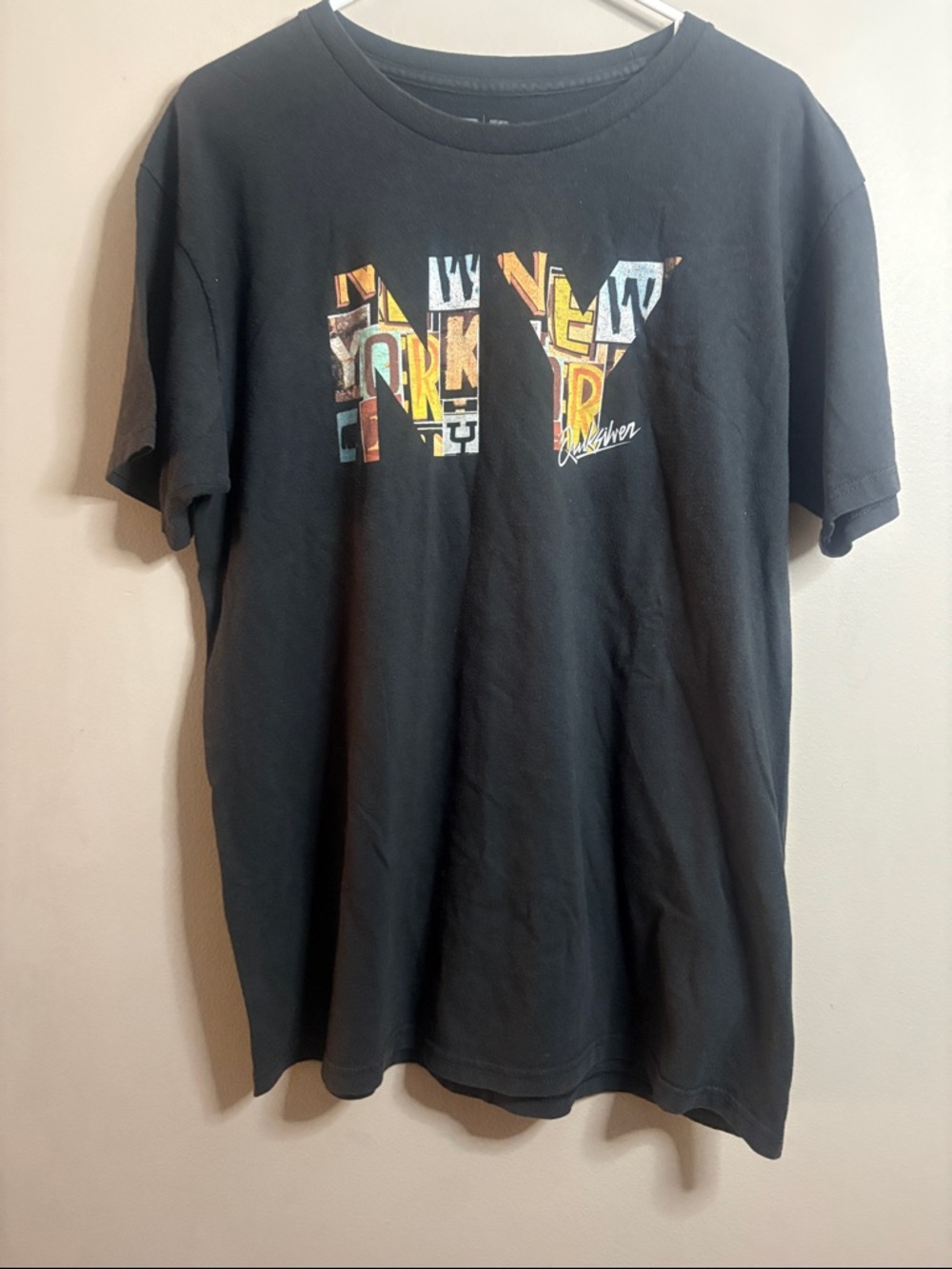 QuikSilver Black Graphic NY Crew Neck T-Shirt Large